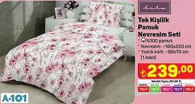 LİLA TEK KİŞİLİK PAMUK NEVRESİM SETİ